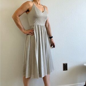 Adelyn Rae Shimmering Silver Midi Dress